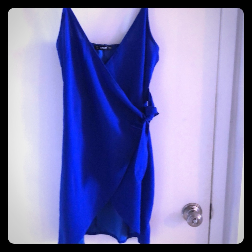 Bright blue sexy dress with adjustable straps